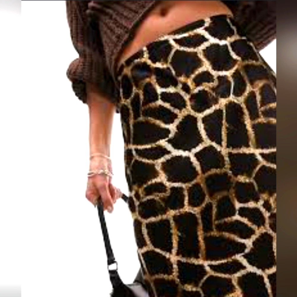 ETCETERA WOMEN'S FAUX FUR ANIMAL PRINT SKIRT SIZE 10